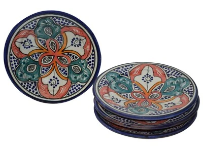 Moroccan Serving Ceramic Plates Handmade Appetizer Tapas Serving Set Of Four - Image 1 of 4