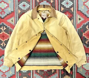 Vintage L Woolrich Barn Chore Coat Tan Southwest Aztec Wool Blanket Lined Jacket - Bild 1 von 9