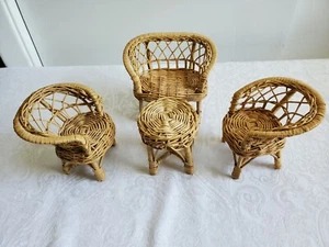 Vintage 4-piece Barbie Wicker Furniture Set - Picture 1 of 7