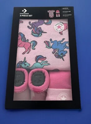 Converse 🦄 Juego de 3 Piezas Unicornio Recién Nacido 0-6 Meses Totalmente Nuevo Foto 1 de 2