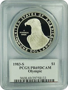 1983-S PCGS PR69DCAM Olympic (Bald Eagle Label) - Picture 1 of 1