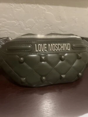 NWT! LOVE MOSCHINO Quilted Sling Bag Crossbody Big Fanny Pack  NWT Dark Gray - Image 1 of 4