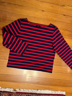J.Crew 100% Cptton красный синий полосы лодочкой размер M, - Изображение 1 из 3