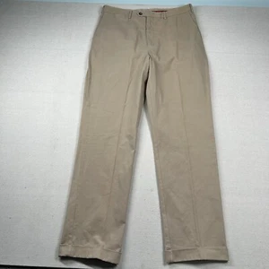 Vintage J Peterman Pants Mens 34x34 Pleated Cuffed Slacks Trousers Heavy Khaki - Picture 1 of 9