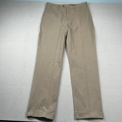 Pantalones De Colección J Peterman Para Hombres 34x34 Plisados Puños Pantalones Pesados Caqui Foto 1 de 4