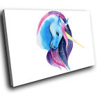 A767 Blue Pink Watercolour Blue Funky Animal Canvas Wall Art Large Picture Print