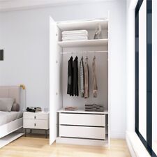 Mod-Arte Roma 2-Door Wood LED Freestanding Wardrobe Cabinet in Gloss White