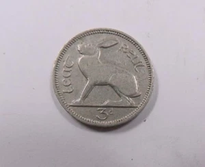 Ireland 3 Pence 1928 Rabbit Hare & Harp SCARCE - Picture 1 of 2