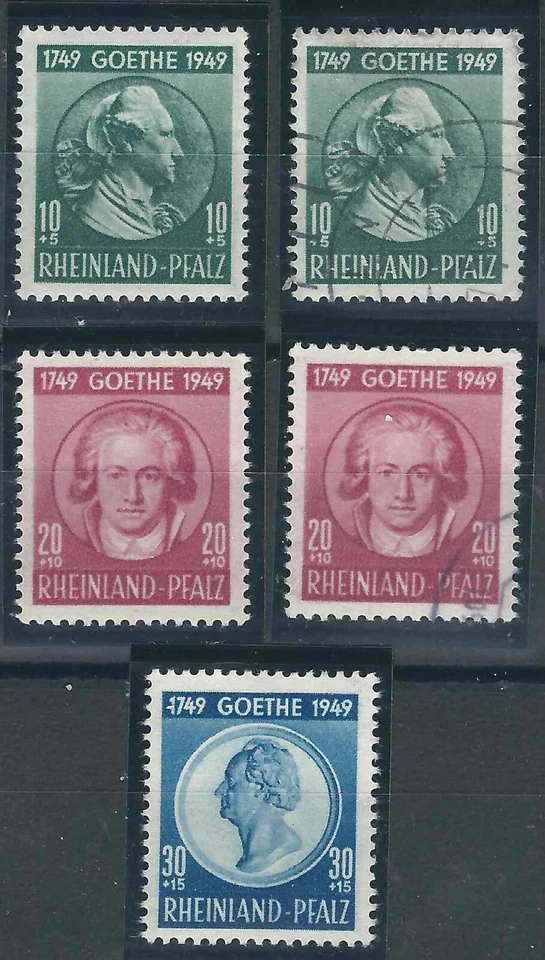 Germany Fr. Occ. 6NB7-9 Mi 46 I, 47-48 MNH, 46 II,47 Used VF 1949 SCV $58.50 - Image 1 of 1