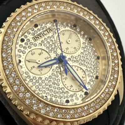 Reloj para dama Invicta Angel cristal esfera dorada silicona negra 28485 Foto 1 de 4