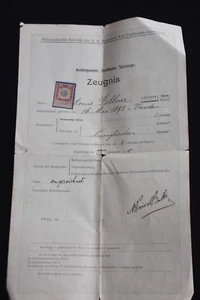 CZECHOSLOVAKIA- 1915, A REVENUE STAMP ON A CERTIFICATE UNIVERSITY,PRAGUE - Picture 1 of 3