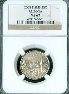 2008 P ARIZONA STATE QUARTER NGC MS67 SMS * - Picture 1 of 2