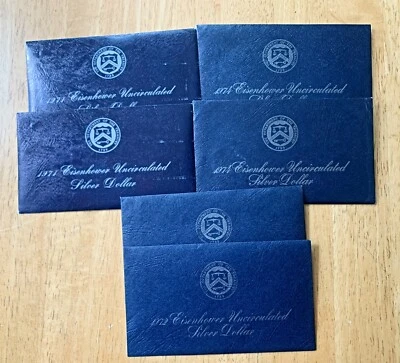 6 Eisenhower Uncirculated Silver Dollar sets 1971, 1972, 1974 - Image 1 of 4