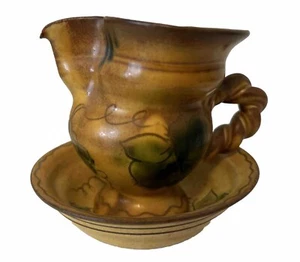 Miniatur SN Liechtenstein Krug Milchkännchen mit Untertasse Schale Handarbeit toskanische Trauben - Bild 1 von 10