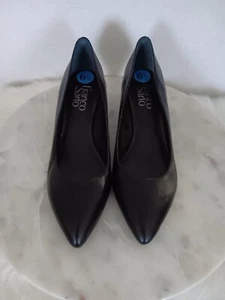 Franco Sarto Tiana2 Womens Size 6.5 M  Wedge Pumps Shoes Black Leather  - Picture 1 of 14