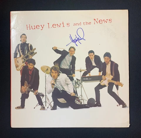 HUEY LEWIS And The News - Signed Self Titled Debut Album Cover - RARE Auto Cover