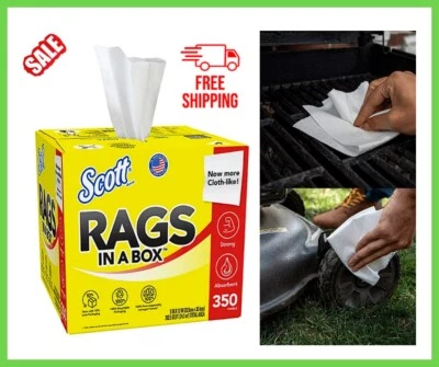 Scott Shop Rags In A Box 350 张坚固耐用-全新快速发货 — 第 1/2 张图片