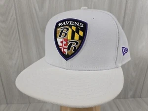 Baltimore Ravens New Era Sheild Crest 59Fifty White Hat Cap NFL Size 7 1/2 - Picture 1 of 20