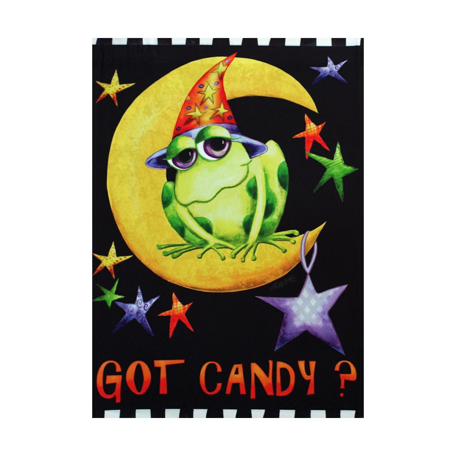 GOT CANDY? FROG 12.5" X 18" GARDEN FLAG 11-1661-110 RAIN OR SHINE FALL SEASONAL - Image 1 of 1