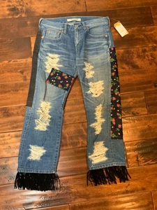 Comme Des Garcons Junya Watanabe Floral Patchwork Cropped Denim Jeans Gr. S - Bild 1 von 10