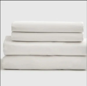 NWT! Quince Organic Cotton White Sateen Sheets & 2 Pillowcases! King (21) - Picture 1 of 11