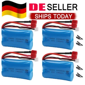 4 Packungen 2000mAh 20C 7,4V 2S Li-ion Akkus T-Stecker Lipo mit USB-Ladegerät - Bild 1 von 10