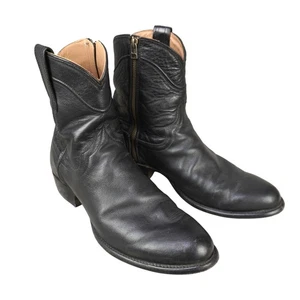 Tecovas The Dean Midnight Calf Black Leather Side Zip Men 10.5D Cowboy Boots EUC - Picture 1 of 22