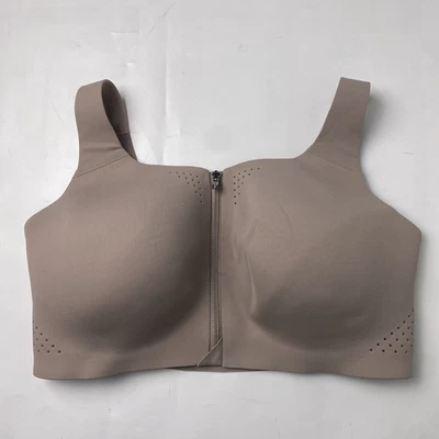 Victoria's Secret Beige Front Zip Close Sports Bra Wireless Size 38DDD - Image 1 of 4
