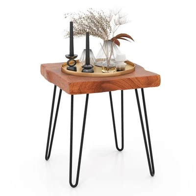 Square End Table Accent Side Table Reclaimed Teak Wood Plant Stand Patio Rustic - Image 1 of 4