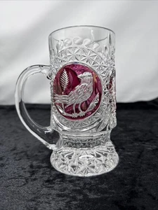 C591 Hofbauer Red Bird Bleikristall Glas Krug Bierkrug 24%pbo Vintage Selten - Picture 1 of 13