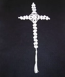 Handgehäkelt weißes Kreuz Lesezeichen - Bild 1 von 1