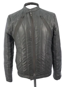 JUNK De LUXE Mens Biker Jacket Bomber Racer Motorcycle Dark Grey Black Size M - Picture 1 of 21