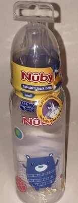 2 biberones de alimentación para bebés Nuby 8 oz impresos sin goteo anticólicos pezón suave púrpura Foto 1 de 4