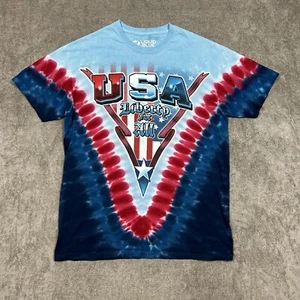 Camiseta Azul Líquido Adulto Grande Tie Dye EE. UU. 2014 Rojo Blanco Azul Liberty Algodón - Imagen 1 de 9
