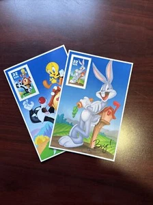 1996 Looney Tunes unbenutzte Briefmarke & Karte - handsigniert BUGS BUNNY und Sylvester - Bild 1 von 5
