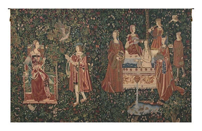 Bath and Reading in Garden Belgian Tapestry Wall Art Hanging (New) 69x112 inch - Image 1 of 4
