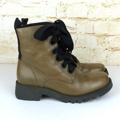 Botas Fly London 36 5.5 Tostadas Ragi 539Fly Cuero Combate Tobillo Con cordones Grunge DEFECTUOSAS Foto 1 de 4