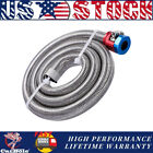 3Ft 3/8 inch  Gas Oil Fuel Line Hose Braided Stainless Steel w/ Clamps Universal