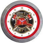 Horloge néon service d'incendie - pompier - caserne de pompiers - croix maltaise - sauvetage