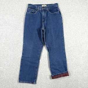 Vintage LL Bean Jeans Womens 10 Petite 90s Original Fit Plaid Lined Gorpcore - Picture 1 of 14