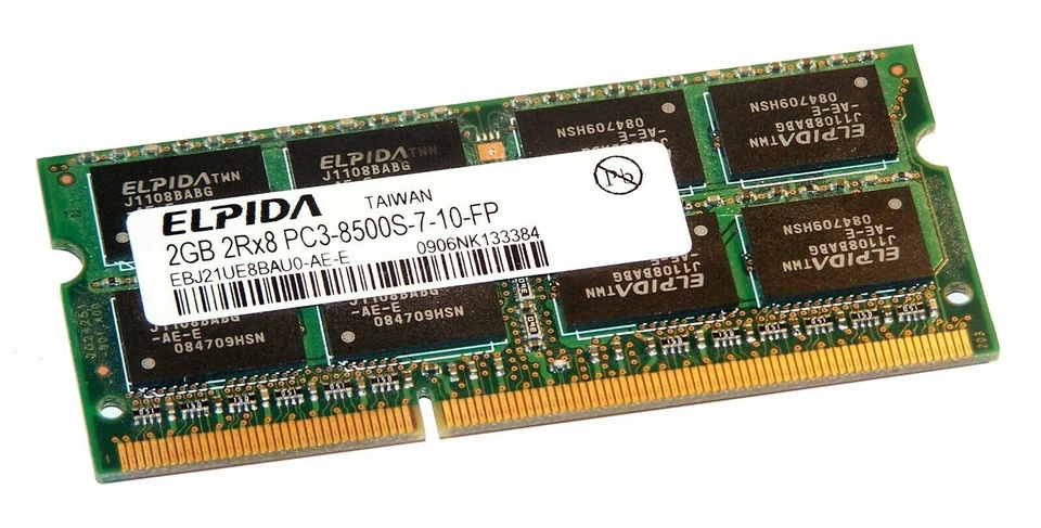 2GB DDR3 SO DIMM 1066 Mhz PC3-8500S Notebook RAM ELPIDA EBJ21UE8BAU0-AE-E - Image 1 of 1