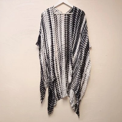 Michael Stars Envolvente Bufanda Tie Dye Cubrir Negro Blanco Verano Playa Piscina Día Foto 1 de 4