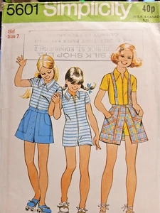 Vintage 1970s Sewing Pattern**Girls Mini Skirt & All-in-one Jumpsuit*Age 7 Years - Picture 1 of 1