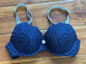Victoria's Secret Azul Blanco Push-Up Cobertura Completa Camiseta Sujetador Para Mujer Talla 32B - Imagen 1 de 8