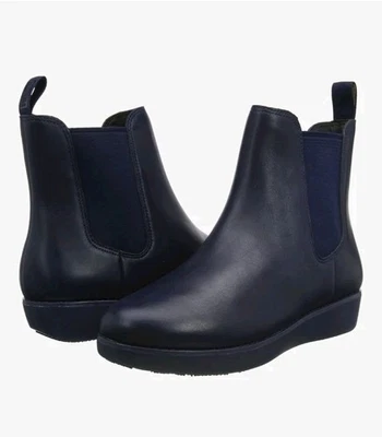 Botas Chelsea Fitflop Wmn'a Sumi de Cuero - Azul Marino Medianoche - Talla 9 EE. UU. - NUEVAS EN CAJA Foto 1 de 4