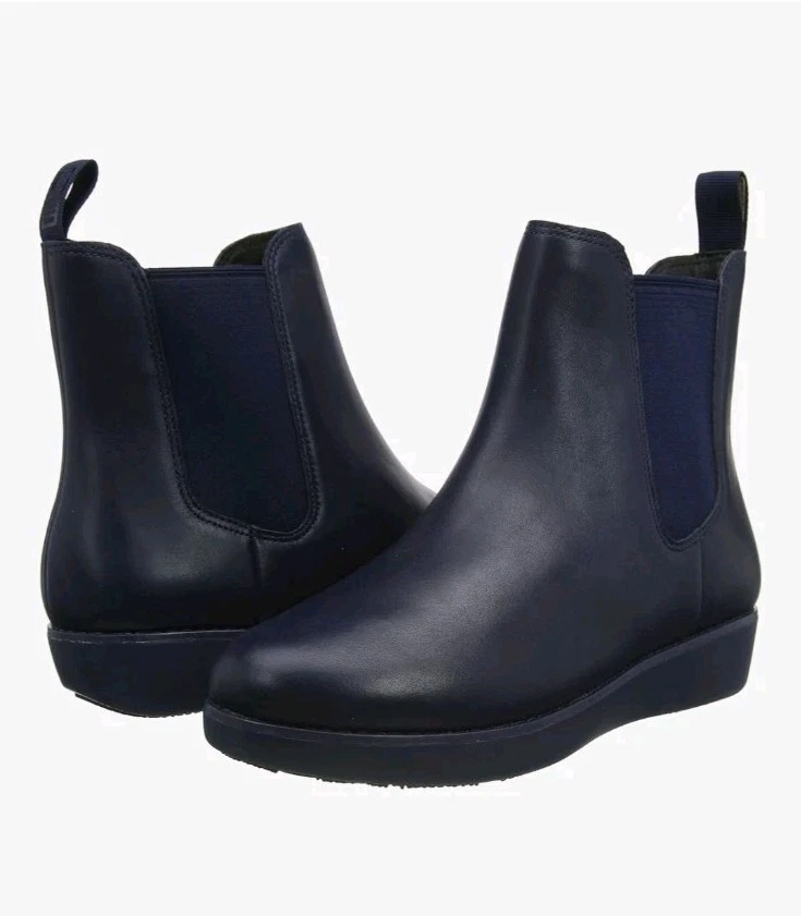 Botas Chelsea Fitflop Wmn'a Sumi de Cuero - Azul Marino Medianoche - Talla 9 EE. UU. - NUEVAS EN CAJA Foto 1 de 4