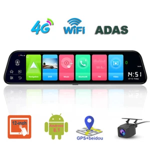 12 inch Full Touch Screen 4G Car Dash Cam Rear View mirror Android 8.1 FHD 1080P - Picture 1 of 11