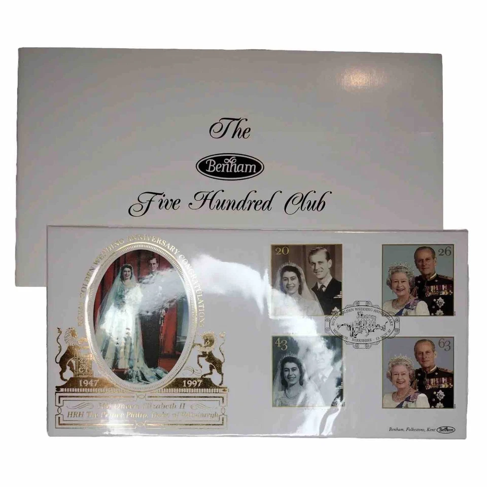 Royal Golden Wedding 22ct Gold First Day Cover Windsor Stamp Queen & Philip FDC - Image 1 of 4