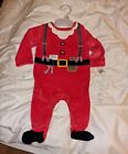 Baby Soft Velour Santa Suit Babygrow Outfit Christmas 0-3 Months Bnwt Red