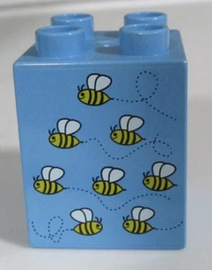 Lego Duplo Light Blue Bumble Bee Printed Block Piece 2X2 OEM - Picture 1 of 1